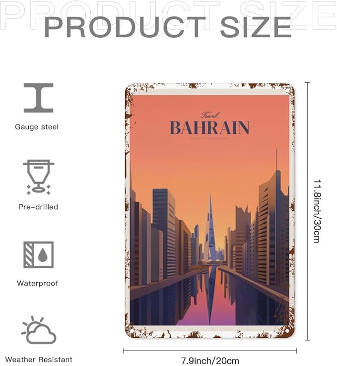 Patio Wall Decor Travel Bahrain 6 Vintage Signs Metal Bar Retro Home Wall Decor For Indoor And Outdoor Use,Happy And Funny Life Quotes 8X12inch