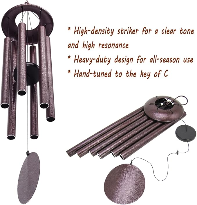 Sympathy Wind Chimes for Outside Deep Tone,45 in Large Windchimes Tuned Deep Tones Memorial Gift for Mom Dad Grandma Loved One,Sympathy Gift Wind Chimes for Garden Patio Hanging Dรฉcor๏ผBronze