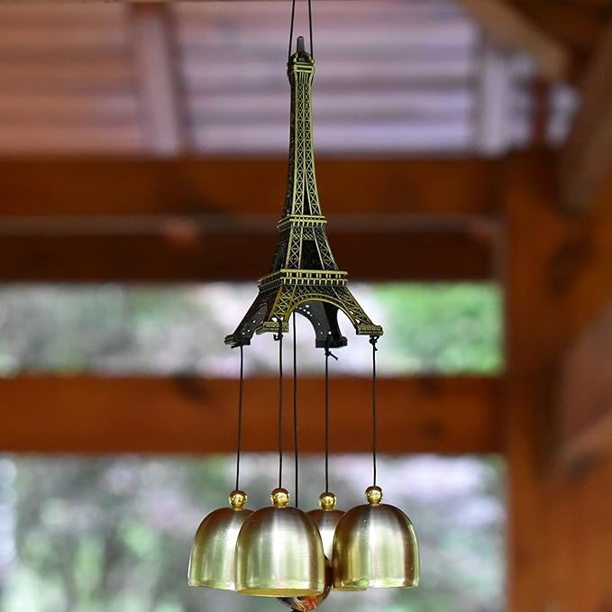 Maydahui Eiffel Tower Retro Wind Chime (20.5 Inch H) Alloy Wind Bell Musical Windchime with S Shaped Hook for Mom Gifts Festival Garden Party Indoor and Outdoor Decor