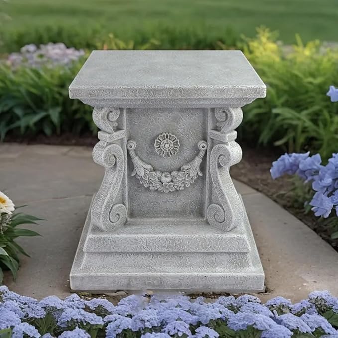 Square Garden Pedestal Sculpture Plinth Base Riser Pedestal Statuary Stand Outdoor Decor, Indoor Outdoor Sculptural Garden Plinth Base Statue Riser Home Decoration