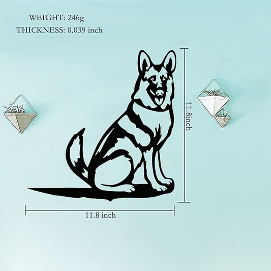 Adorable Dog Stake Decoration Yard Garden Outdoor Metal Art Dog Silhouette Decoration Steel Dogs Statue Adorable Ornament Gift (German Shepherd)