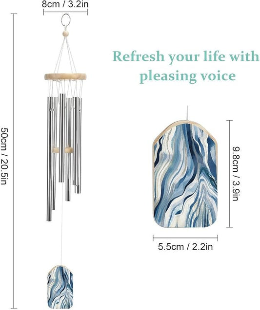 Wind Chimes for Outside,Marble Texture Printed Cute Aluminium Windchimes Outdoors,Soothing Melodic Memorial Wind Chime for House Porch Patio Garden Balcony Decor