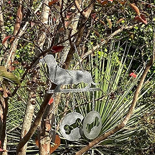 Dachshund Wind Chimes for Outside Hanging Outdoor Decor, Bird Dog Metal Wind Chimes with 4 Metal Tubes, Handworks Windchime for Garden Yard Patio Lawn Decorations (Dachshund)