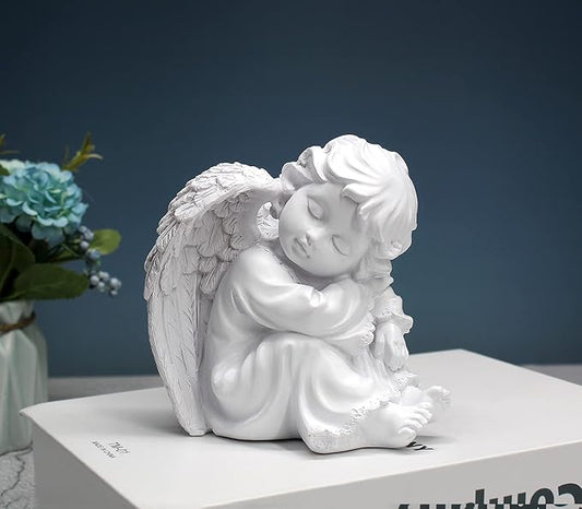 Praying Angels Figurine, Garden Angel Statues, Waterproof Kneeling Angel Sculpture, Outdoor Decor Ornament for Patio Lawn Yard Porch Decorations