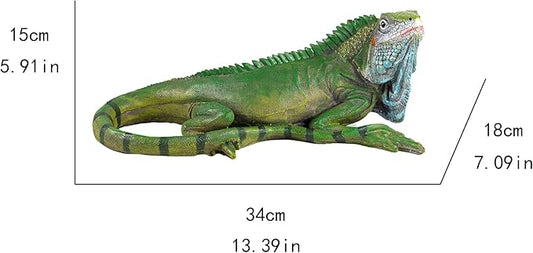 Outdoor Resin Iguana Statue, 13.39 x 7.09 x 5.91 inches, Green Decorative Garden Sculpture Outdoor Lizard Sculpture Tropical Lizard Yard Art