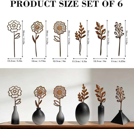 Rustic Metal Flowers, Decorative Flowers Plants Stakes Outside Art, Metal Garden Stakes Decorative Flower Bed Decor, Decorative Stakes Garden Art for Pots Vase Patio Lawn Yard Home Office