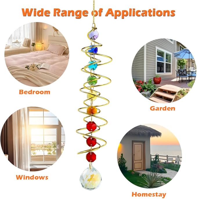 Rainbow Crystal Suncatcher, Spinners Crystal Wind Chimes, Suncatchers for Windows Hanging, Wind Chimes Indoor Gifts for Women