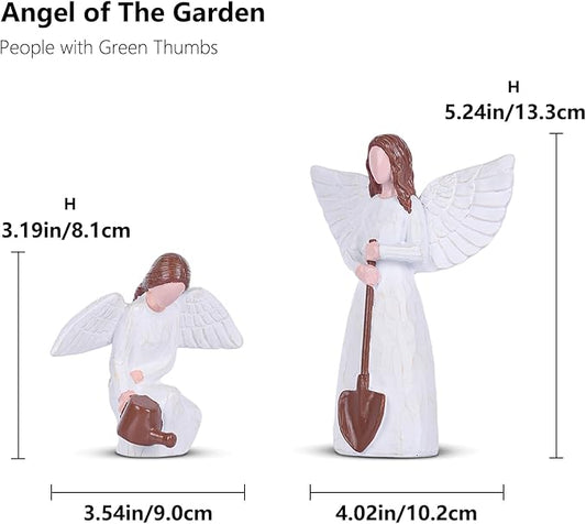 Garden Angel Statues of Set 2, Gardening Gifts for Women Figurines, Unique for Mom Sisters Grandma Friends, Gift to Celebrate Friendships