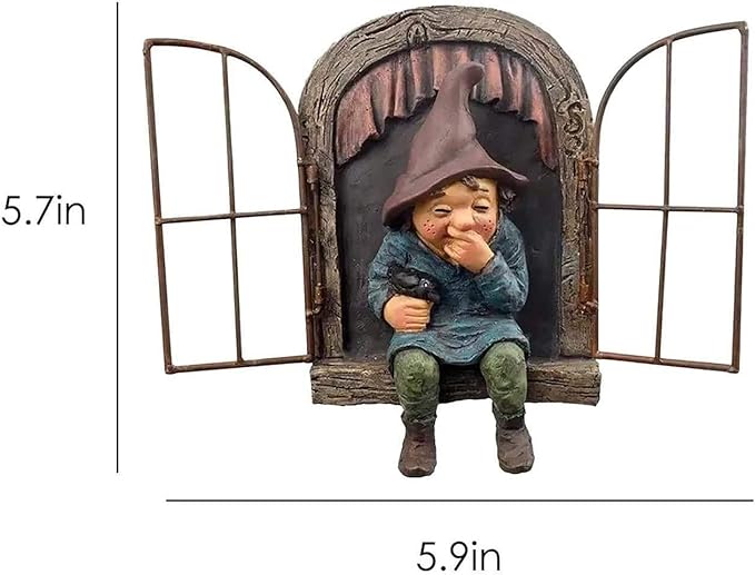 vomiceak Whimsical Fairy Garden Gnome Statue, Tree Faces Decor Outdoor -5.9 Inch, Funny Garden Tree Decoration,Ideal Patio Yard Lawn Porch Decoration