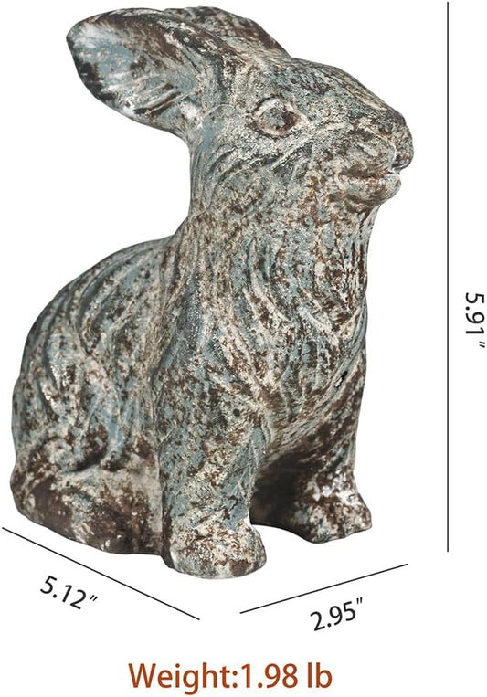 All Chic Bunny Decor Garden Statue Cement Rabbit Statue for Home Garden Indoor Outdoor Statues for Yard,Front Yard Decor,Easter Rabbit Figurines(Blue)