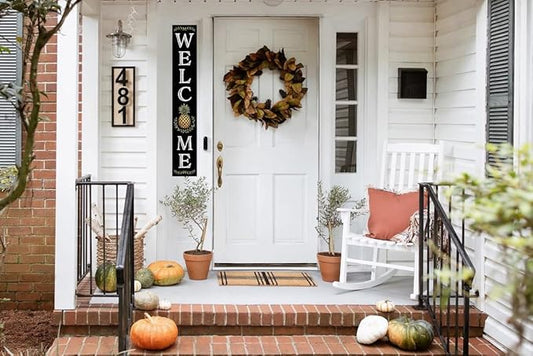 Welcome With Pineapple Sign for Front Door, 4ft Tall Front Porch Decor, Vertical Wooden Signs for Front Porch, Rustic Farmhouse Wood Porch Decorations Outdoor