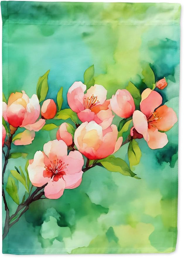 Caroline's Treasures Delaware Peach Blossom in Watercolor Garden Flag Mailbox Flag Decorative Yard Flag Banner Outside Patio Artwork Yard Flower Beds, Garden Size, Multicolor