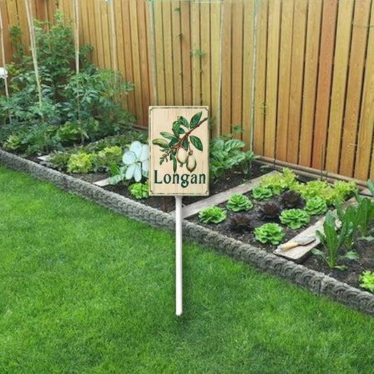 Uptell Vintage Aluminum Longan Fruit Signs Yard Sign with Stake for Garden Fruit Garden Label Stakes Plant Markers for Outdoor Plants Waterproof 7x8.8 inch