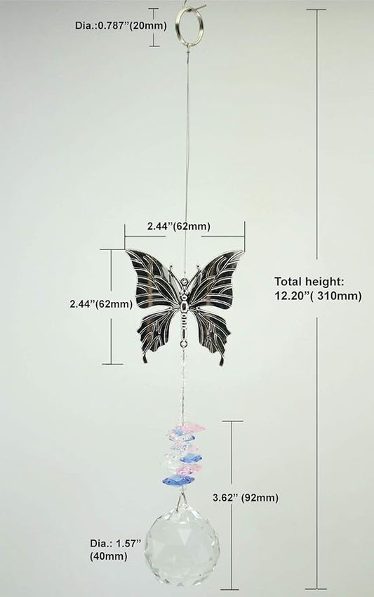 Crystal Garden Suncatcher Hanging Crystals Ornament for Window Rainbow Maker Prisms Home Decor Gift Boxed Sun Catcher Gift Idea for Mom Friends Grandma,Butterfly