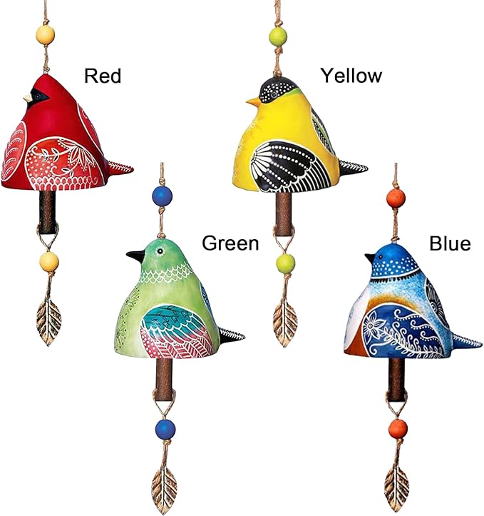 Ceramic Wind Chimes, Loud Rustic Wind Chime with Bronze Bells and Wooden Core for Patio, Porch, Garden, Backyard
