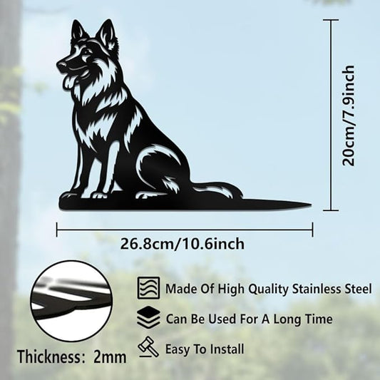 WADORN German Shepherd Metal Yard Art Decor, Dog Stainless Steel Outdoor Tree Silhouette Stake for Tree Yard Garden Patio Animal Outdoor Decor Gift for Housewarming Home Art Decor