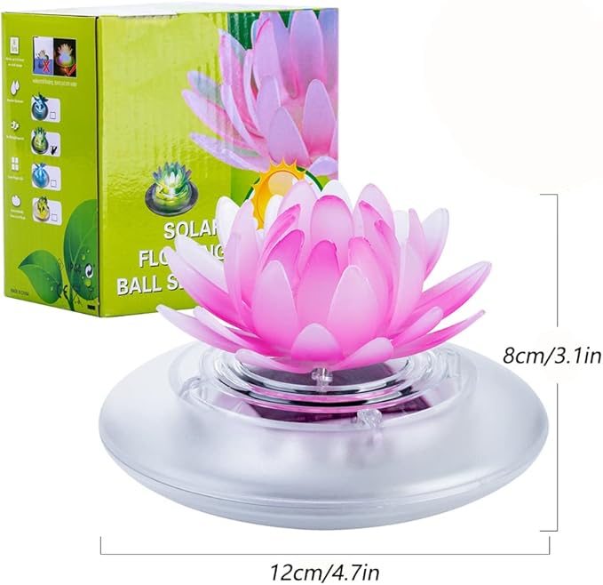 pearlstar Solar Floating Pool Lights Outdoor Pond Decoration Lighting Waterproof Color Changing LED Garden Lotus Lamp for Swimming Pool, Lily Pond, Yard (Lotus-1pack)