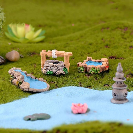 MAOMIA 8 Pcs Mini Lighthouse Water Well Bridge Figurines Miniature Gardening Pool Lawn Running Water Terrarium Stone Bridge Figurine Micro Landscape Indoors Outdoors Decorative Accessory