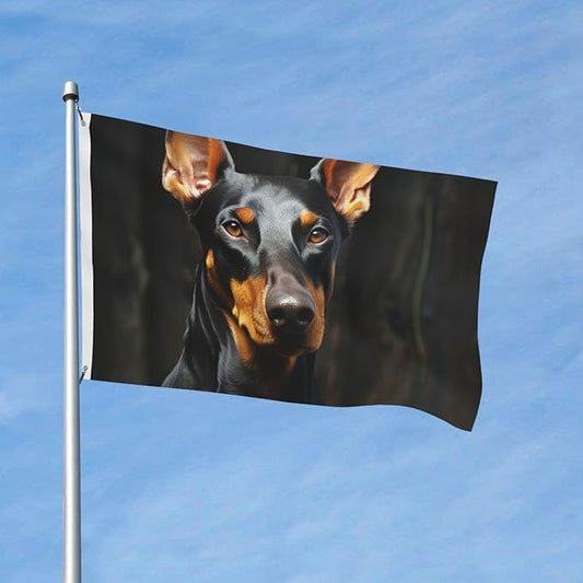 doberman Flag 3x5 Ft Outdoor Heavy Duty Double Sided Garden Flag Vivid Color and Fade proof - Yard Flags for Outside Holiday Banner with Grommets, Wall Art Hanging Poster