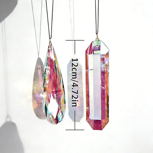 2PCS 5 Inch Large Suncatcher Crystal Prisms - Glass Hanging Sun Catcher Rainbow Maker, Indoor Window Sun Catchers for Room/Garden Fantasy Aesthetic Home Crystal Decor