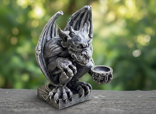 OLOMA Gothic Gargoyle Garden Statue Dramatic Outdoor Sculpture Heavy Stone with Protective Resin Coating Decorative Figure for Garden Weather Resistant Outdoor Indoor Patio Decor