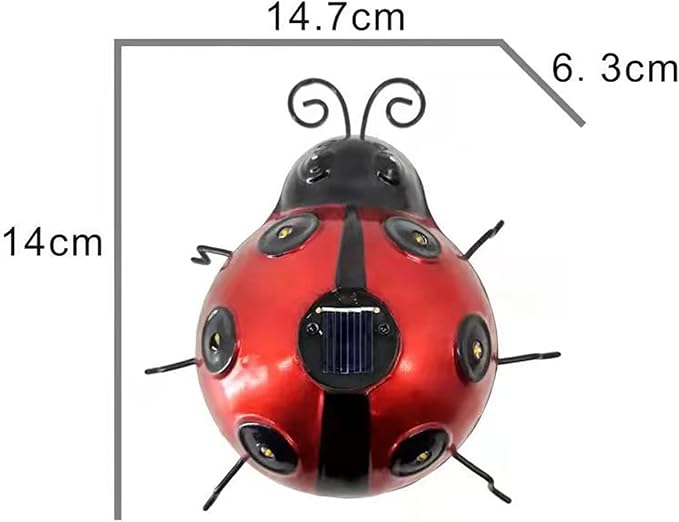 keeda Solar Ladybugs Garden Decor, Waterproof 5.5 Inch Metal Lady Bugs Cute Wall Art LED Garden Light Outside Decor for Porch Lawn Patio Balcony Pathway (3 PCS)