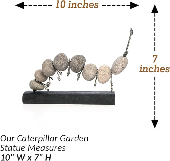 Happy Gardens River Rock Caterpillar Statue - Stone Cairn Sculpture Zen Garden Decor Outdoor Yard Art