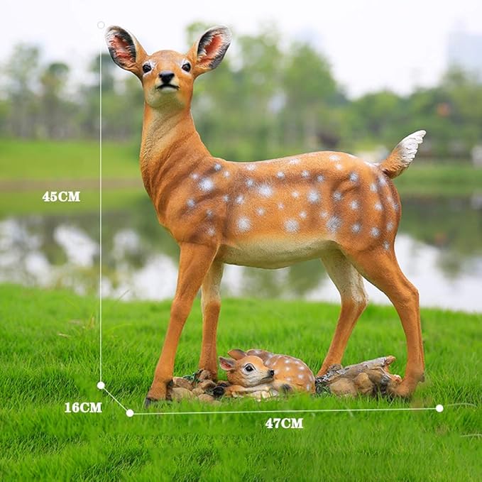 Large Outdoor Garden Animal Statues Park Sculpture Outdoor Statues Resin Sika Sculpture Simulated Floor Sika Deer Decoration Garden Landscape Decoration Garden Courtyard Animal Statue(47*16*45cm)