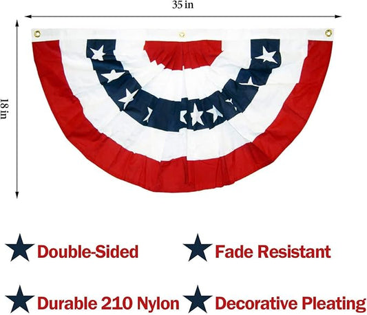EBaokuup 10PCS USA Patriotic Pleated Fan Flags,3x1.5Ft American Bunting Banner Flag,Stars and Stripes Flag for Memorial Day and 4th of July