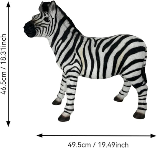 Large Zebra Statue Outdoor Decor - 19.49" L x 18.31" H Resin Zebra Sculpture for Garden, Patio, Lawn, Yard - Realistic Animal Figurine Ornament for Home Decor, Housewarming Gift