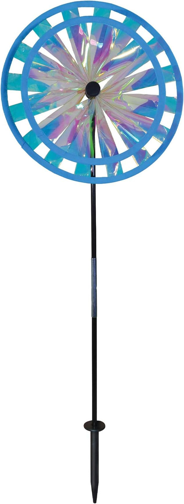 In the Breeze 13-Inch Double Iridescent Wheel Spinner, Outdoor Ground Décor, 2687