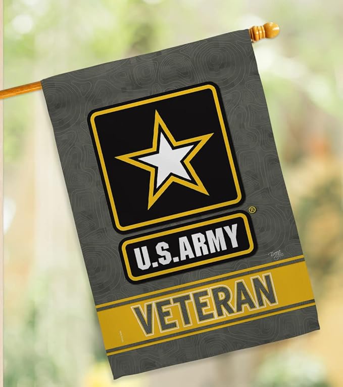 US Army Veteran House Flag - 2 pcs Pack Armed Forces Rangers United State American Military Retire Official - Decoration Banner Small Garden Yard Gift Double-Sided Made in USA 28 X 40