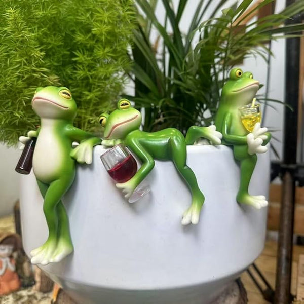 Cute Hanging Frog Garden Ornament – Relaxing Frogs Sculpture Outdoor Statue for Indoor Plant Pots or Garden Decoration,Outdoor Yard or Patio Decor.
