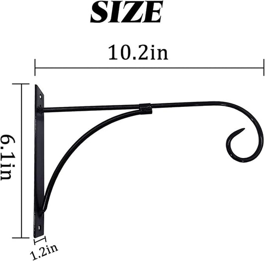 RONYOUNG 4PCS Hanging Plant Bracket 10"x6" Metal Wall Mount Hanger Indoor Outdoor Home Decorative Hook for Hanging Plant Flower Basket Pot Birdcage Lantern Bird Feerder Wind Chimes