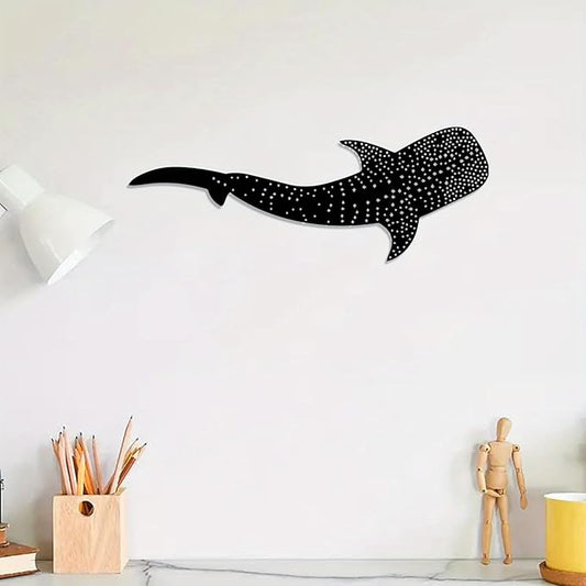 WPCJREU Whale Shark Metal Wall Art, Ocean Statue Mural, Indoor/Outdoor Decor for Living Room, Patio & Garden, for Marine Lovers - Durable Shark-Themed Wall Art(40cm/15.74in)