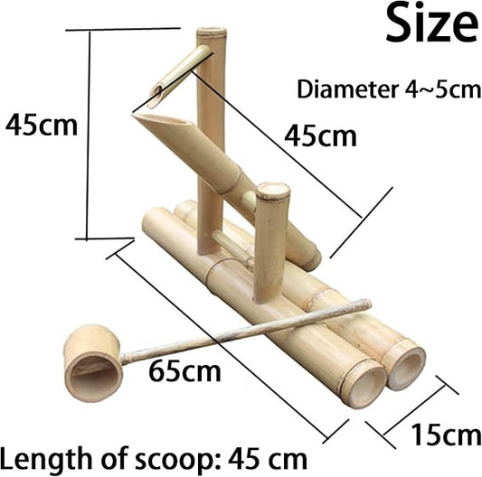 Bamboo Outdoor Garden Water Fountain Decoration, Detached Feng Shui Waterscape with Pump, Pond Waterfall Landscape Kits Handmade for Fish Tank