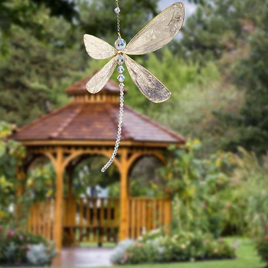 Dragonfly Pendant, Dragonfly Shape Rainbow Maker Hanging Crystal for Windows Garden Tree Car Wedding Room Decoration(15X15cm)