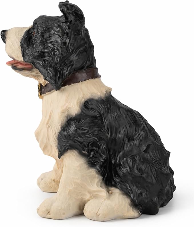 Tuxedo Border Collie Statues Outdoor Decorative, Dog Memorial Statue for Yard Lawn Patio Porch, Garden Pet Grave Marker Figures,