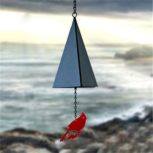North Country Wind Bells,Cardinal Bird Wind Chime ,Geometric Bird Bell Metal Wind Chimes with Buoy , Wind Chime Catcher for Outdoor Yard Home Decor (red Bird), Black