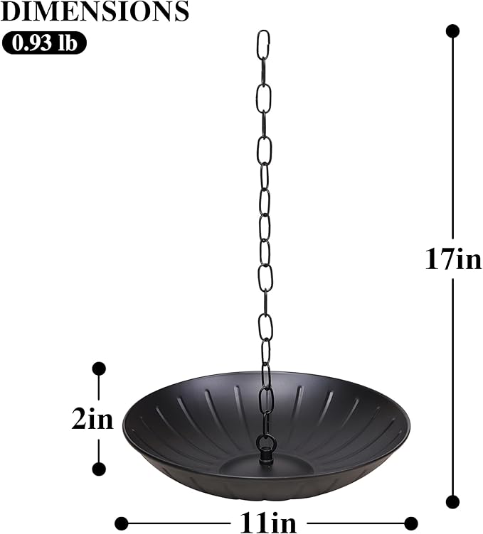 Topadorn Rain Chain Anchoring Basin Metal Bowl Downspout Gutters Decorative Fountain Dish Display for Outdoor Garden, Lawn and Patio Water Feature