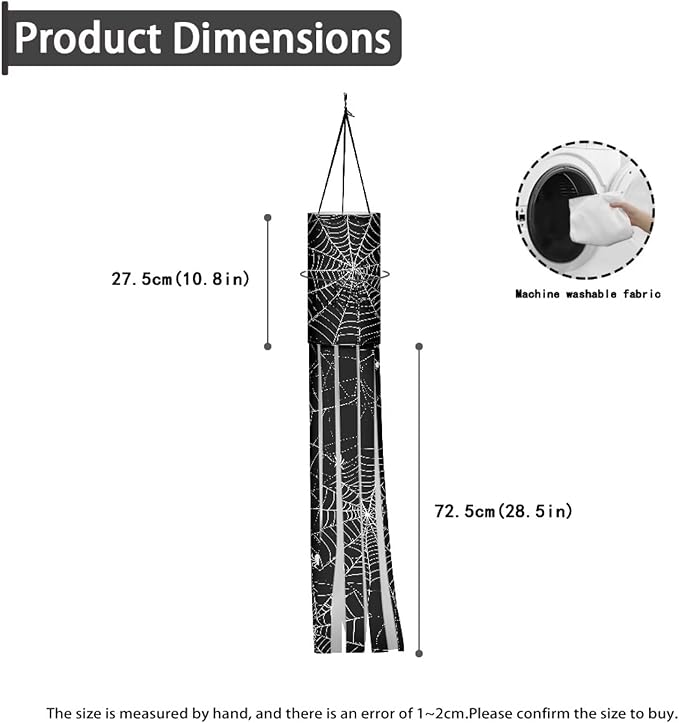 Jeiento Halloween Black Spider Web Windsock Pack of 2 Halloween Windsocks Decoration 40 Inch Wind Socks for Front Yard Patio Lawn Garden Party Decor