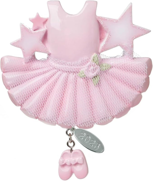 2026 Pink Ballet Ornament, Ballerina Christmas Ornament, Dance Gifts for Girls or Women, Ballet Gifts, w/Tulle Skirt & Glitter Ballet Slippers, Can be Personalized at Home, Comes in a Gift Box