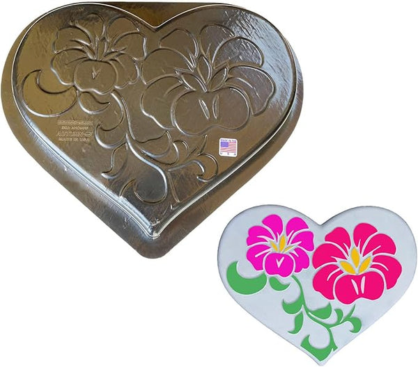 AUTUMN Heart with Flowers Stepping Stone Mold, Concrete Cement Mold, Stepping Stones for Garden Walkway, DIY Walkway Stepping Stones, Heart Statue for Garden, Heart Garden Decor Mold