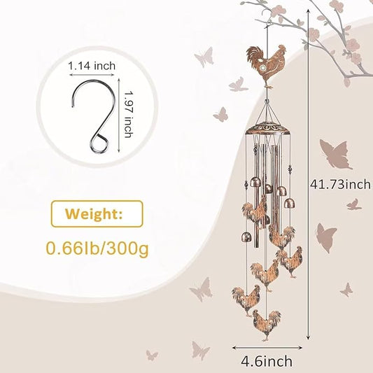 Chicken Wind Chimes for Outside,Gardening Gifts for Chicken Lover,Women,Men,Mom,Birthday Party Decorations,Memorial Gifts,Wind Chimes Outdoors,Indoors,Room,Home,Garden,Patio,Yard,Rooster Decor