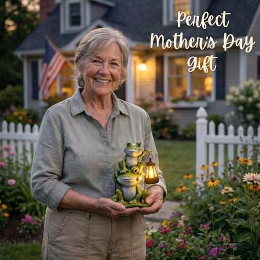 Lyeasw Solar Frog Garden Statues with Lights, Waterproof Outdoor Frog Decor for Patio Porch Yard, Mother’s Day Gardening Gift for Mom, Women & Frog Lovers