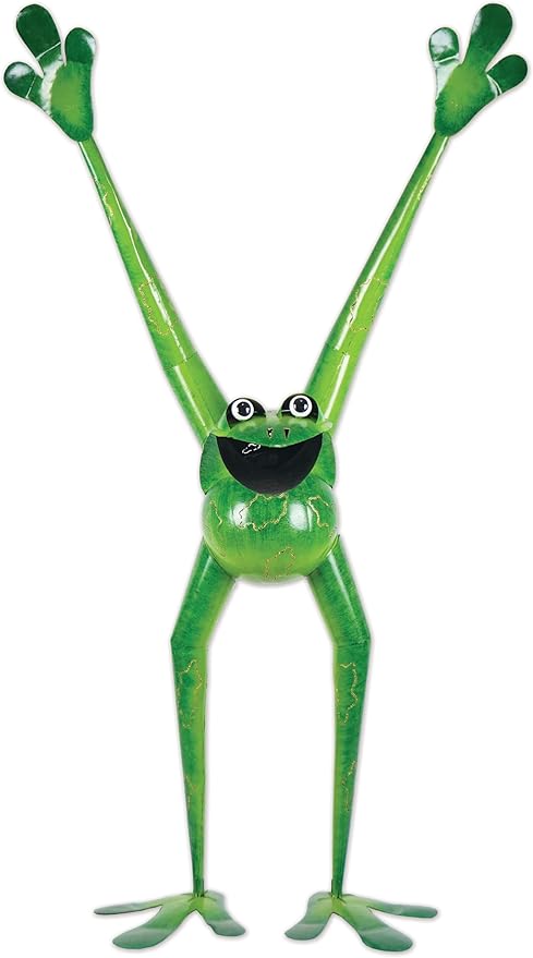 Sunset Vista Designs Outdoor Yard Decor - Green Metal Frog Garden Sculpture, 84.75" Tall, Standing Big Daddy