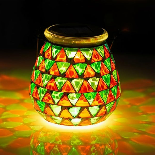 Starsoul Solar Lanterns Outdoor Waterproof, Vibrant Mosaic Hanging Solar Lights, Decorative Solar Lantern for Outside Garden Decor