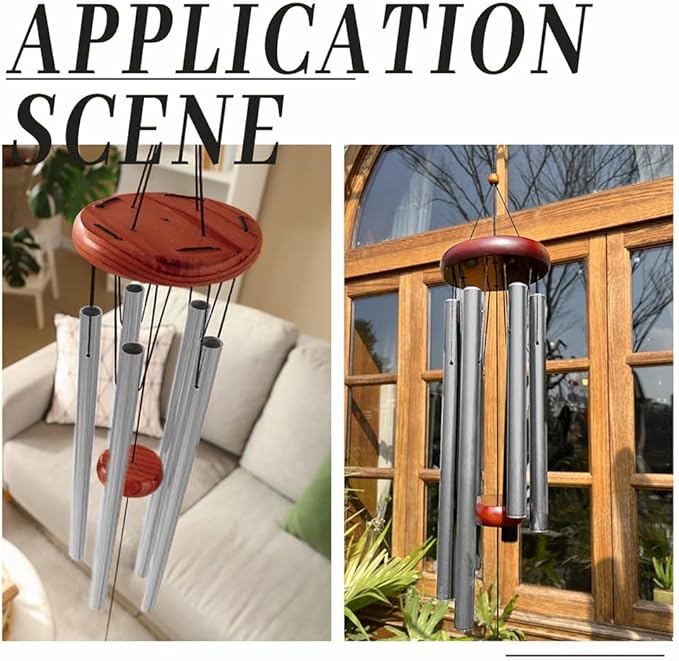 2 Packs Wind Chimes, 29 Inch Long Deep Tone Wind Chimes for Outside Garden Hanging Windchimes for Patio Balcony Hanging Decor, Sandy Brown