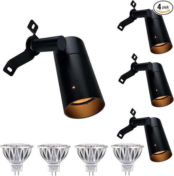 Arrownine Landscape Lighting Tree Down Lights,Low Voltage Outdoor Wall Tree Mounted Lights Landscape Moonlighting Replaceable MR16 LED Bulb Warm White Black Finish 4-Pack with Bulb