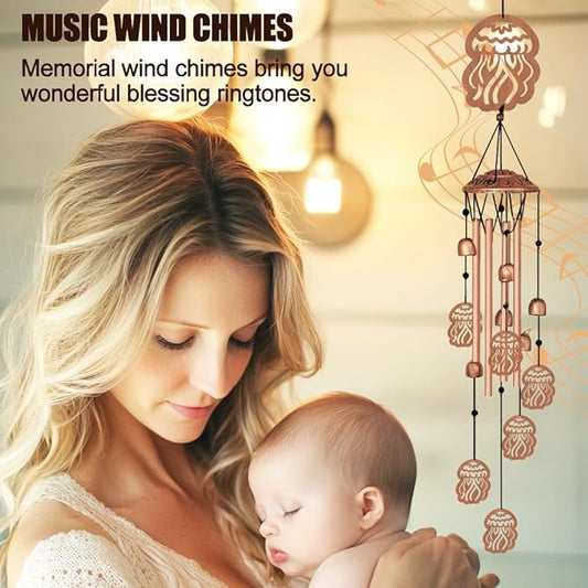 Wind Chimes for Outside, Melodious Melodic Tones Jellyfish Style Windchimes Suitable for Outdoor Garden Patio Porch Decor, Unique 33“ Metal Memorial Wind Chimes Friendship Gifts for Women